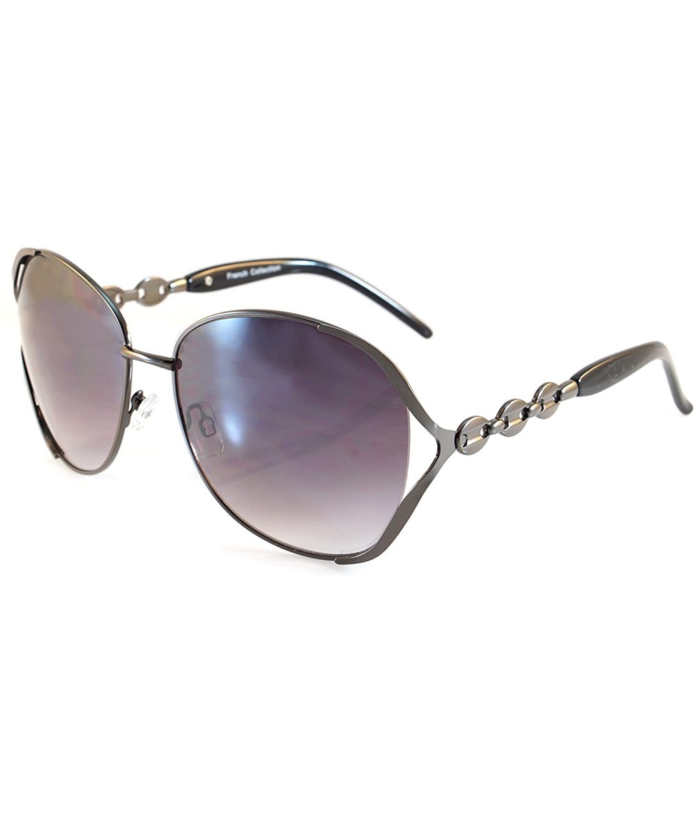 Butterfly Luxury Chic Metal Chain Open Temple Butterfly Oversize Sunglasses A046 - Black/ Purple - CQ187K3MYCQ $25.95