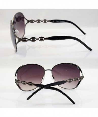 Butterfly Luxury Chic Metal Chain Open Temple Butterfly Oversize Sunglasses A046 - Black/ Purple - CQ187K3MYCQ $25.95