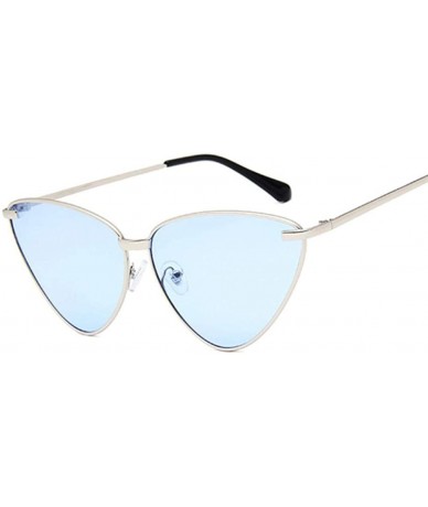 Aviator Cat Eye Sunglasses Women Vintage Retro Ladies Brand Designer Sun GoldTransPink - Silverblue - CT18Y4SLRED $18.39