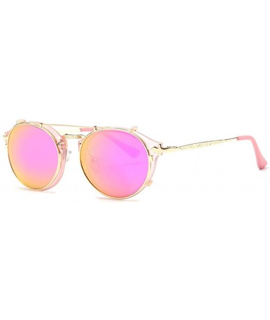 Aviator New Fashion Retro Dual-Purpose Mirror Flat Glasses Sunglasses for Men and Women UV400 1813 - Pinkpurple - CY18AHMWQX9...