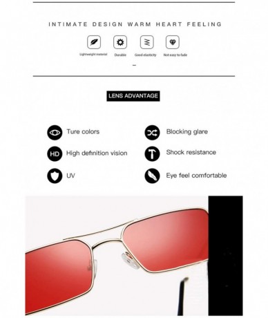 Square Fashion Sunglasses for Women Girl Personality Double Beam Square Frame Glasses Marine Lenses Metal Spectacles - CE18XL...