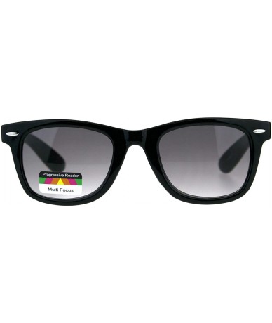 Wrap Retro Horn Rim Multi 3 Focus Progressive Reading Sunglasses - Black Smoke - CV18D5G9MNX $24.11