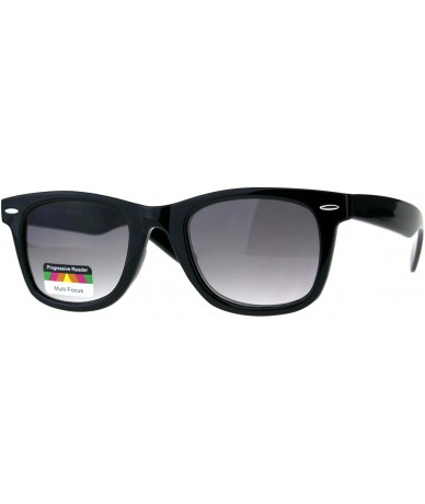 Wrap Retro Horn Rim Multi 3 Focus Progressive Reading Sunglasses - Black Smoke - CV18D5G9MNX $24.11