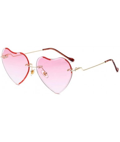 Oversized Frameless Peach Hearts Sunglasses Metal Love Sunglasses Women Lady Bright Color Dazzling Ocean Sunglasses - Pink - ...