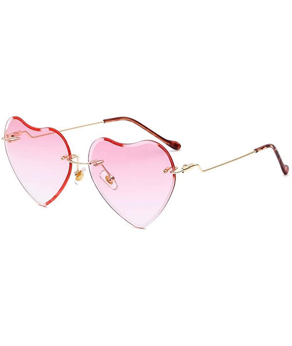 Oversized Frameless Peach Hearts Sunglasses Metal Love Sunglasses Women Lady Bright Color Dazzling Ocean Sunglasses - Pink - ...