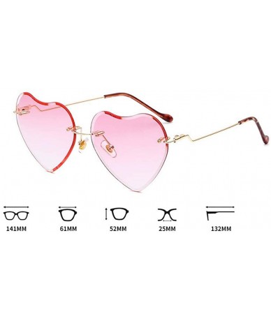 Oversized Frameless Peach Hearts Sunglasses Metal Love Sunglasses Women Lady Bright Color Dazzling Ocean Sunglasses - Pink - ...