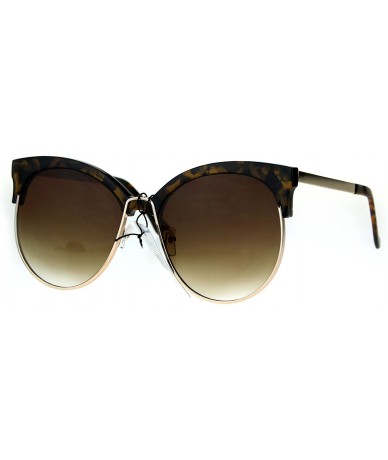 Round Womens Color Mirror Overisze Round Cateye Half Rim Retro Sunglasses - Tortoise Brown - C0182KHN36D $19.09