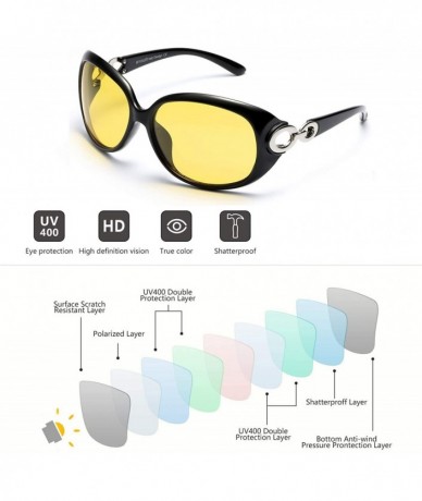 Oversized Oversized Night-driving Glasses for Women - Polarized Lens Stylish-Safety Nighttime/Rainy/Cloudy - CG1808M530I $34.61