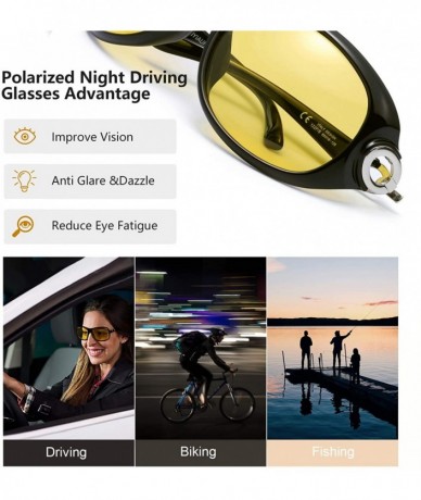 Oversized Oversized Night-driving Glasses for Women - Polarized Lens Stylish-Safety Nighttime/Rainy/Cloudy - CG1808M530I $34.61