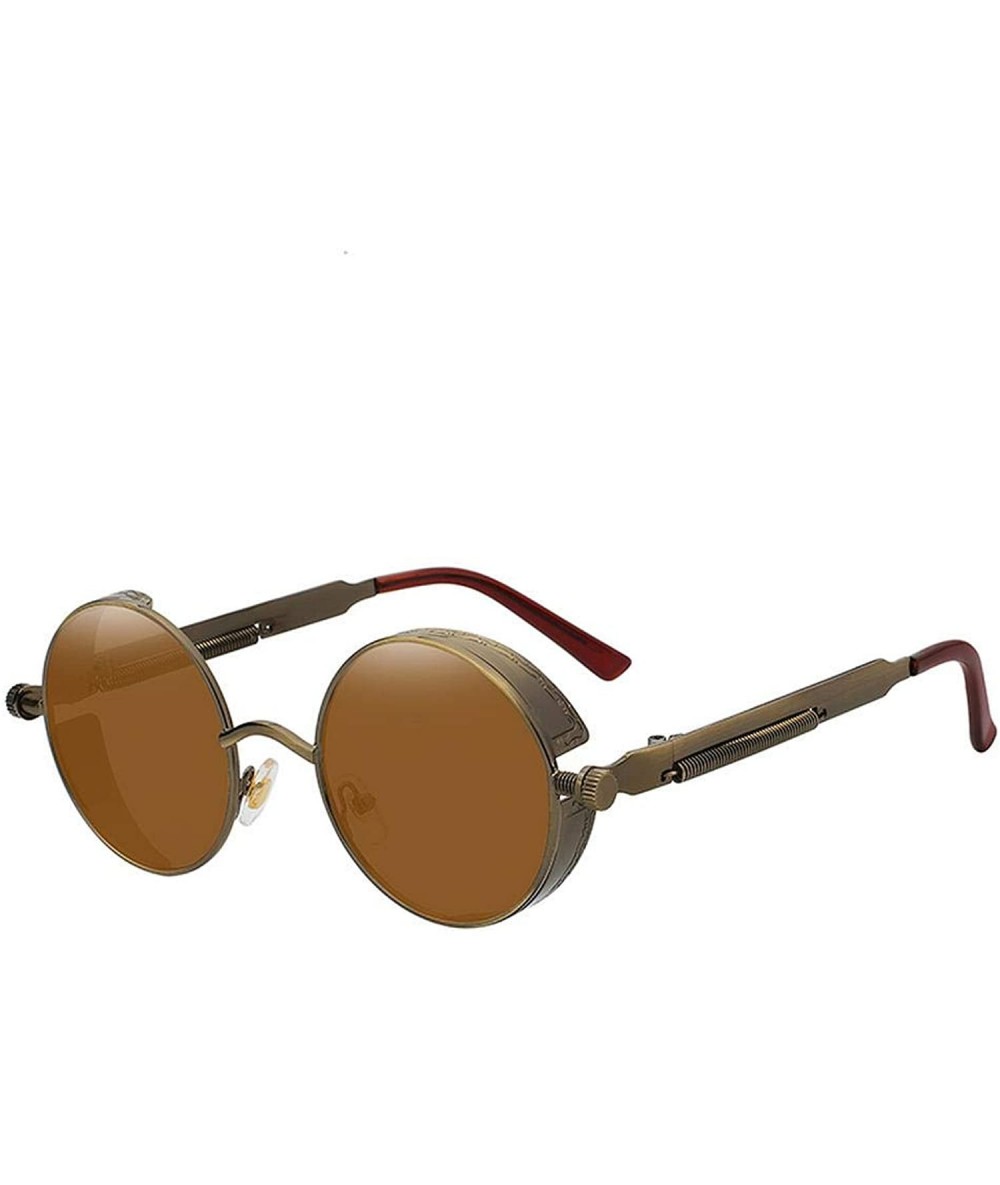 Oval Round Metal Sunglasses Steampunk Men Women Fashion Glasses Brand Designer Retro Vintage UV400 - C8198583ZYS $52.59