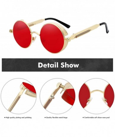 Oval Round Metal Sunglasses Steampunk Men Women Fashion Glasses Brand Designer Retro Vintage UV400 - C8198583ZYS $52.59