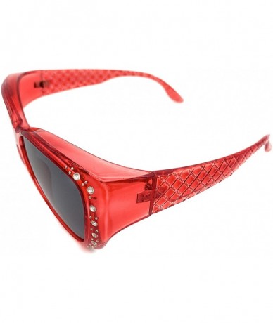 Sport The Starlet Polarized 55 mm Fit Over OTG Butterfly Rhinestone Oval Rectangular Sunglasses - Red - CA18ZOC23QI $24.70