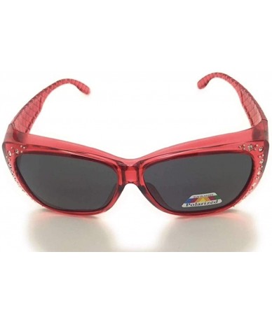 Sport The Starlet Polarized 55 mm Fit Over OTG Butterfly Rhinestone Oval Rectangular Sunglasses - Red - CA18ZOC23QI $24.70