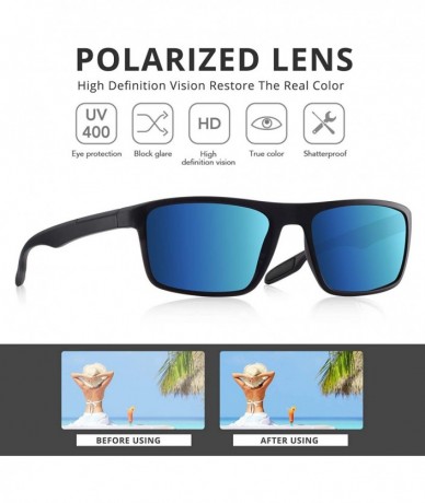 Oversized Polarized Sunglasses Unbreakable Protection - Black Frame/Blue Lens - C918U0A43UW $25.68