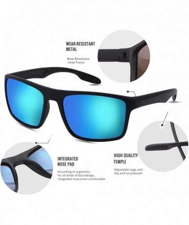 Oversized Polarized Sunglasses Unbreakable Protection - Black Frame/Blue Lens - C918U0A43UW $25.68