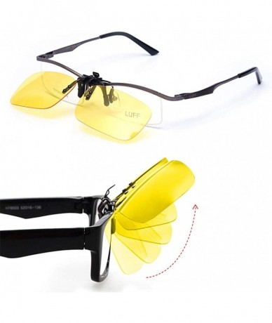 Round Clip on Sunglasses 2-PCS/Day+Night Vision UV400 Flip-Up Sunglasses - 2yellow - CI18M5HY65A $26.62