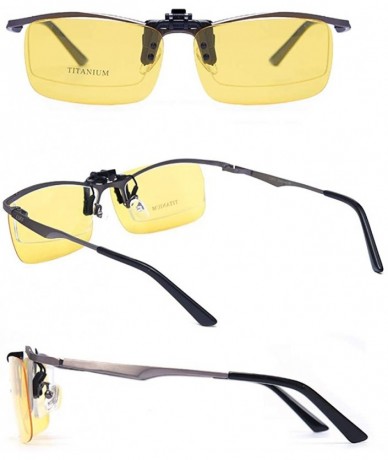 Round Clip on Sunglasses 2-PCS/Day+Night Vision UV400 Flip-Up Sunglasses - 2yellow - CI18M5HY65A $26.62