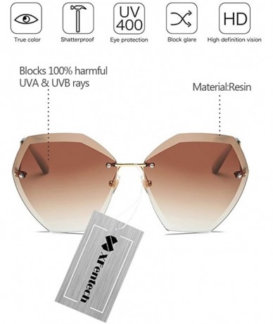 Rimless New Non-Polarized Women Rimless Rimmed Stylish Oversized Sunglasses - Gold Frame Brown Lens C6 - C718C74CDHX $21.02