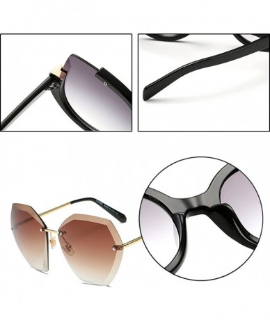 Rimless New Non-Polarized Women Rimless Rimmed Stylish Oversized Sunglasses - Gold Frame Brown Lens C6 - C718C74CDHX $21.02