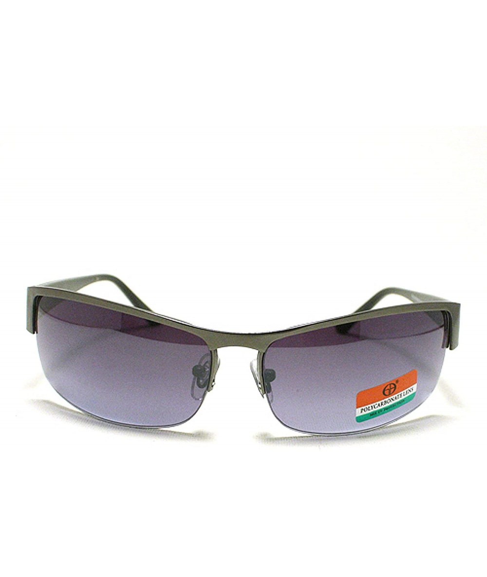 Rectangular Men's Half Rim Narrow Rectangular Sunglasses - Gunmetal - C51102PZZE1 $18.59