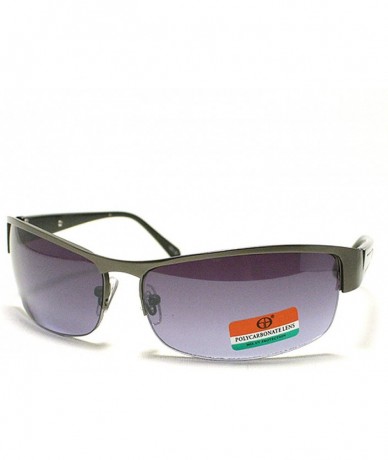 Rectangular Men's Half Rim Narrow Rectangular Sunglasses - Gunmetal - C51102PZZE1 $18.59