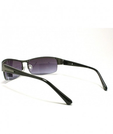 Rectangular Men's Half Rim Narrow Rectangular Sunglasses - Gunmetal - C51102PZZE1 $18.59