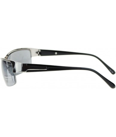 Rectangular Men's Half Rim Narrow Rectangular Sunglasses - Gunmetal - C51102PZZE1 $18.59