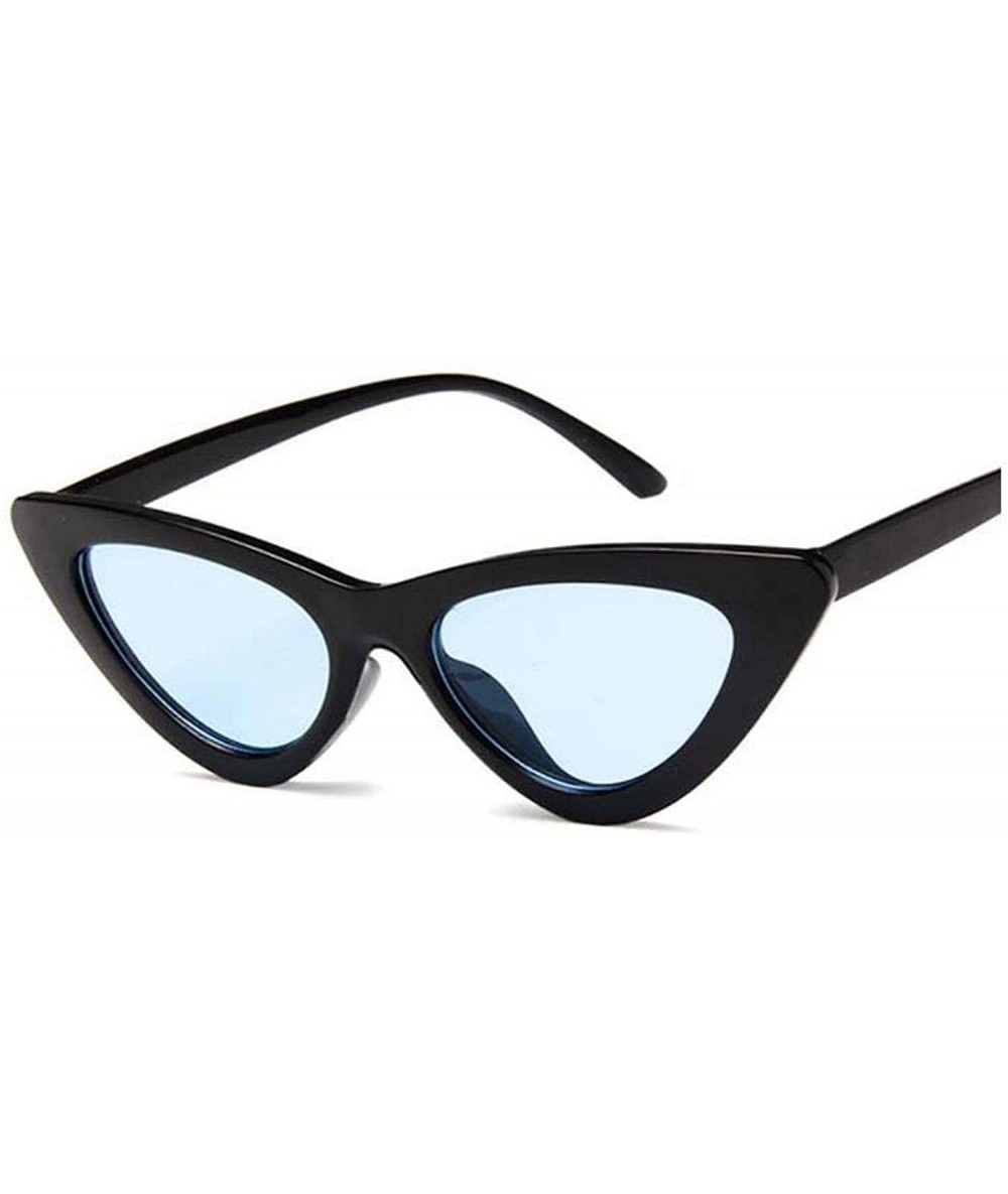 Cat Eye Vintage Cateye Sunglasses Women Sexy Retro Small Cat Eye Sun Glasses Colorful Eyewear Oculos De Sol - Black Blue - CO...