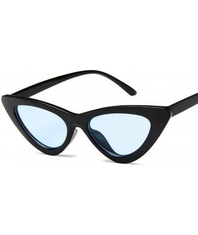 Cat Eye Vintage Cateye Sunglasses Women Sexy Retro Small Cat Eye Sun Glasses Colorful Eyewear Oculos De Sol - Black Blue - CO...