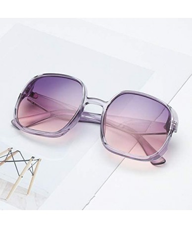 Round Square Sunglasses for Women Trendy Oversized Square Sunglasses Flat Top Fashion Shades Oversize Sunglasses - F - CC1907...