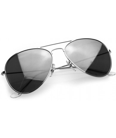 Aviator Mirrored Aviators Silver Metal Aviator Sunglasses - Silver - CR116Q2HZUB $19.29