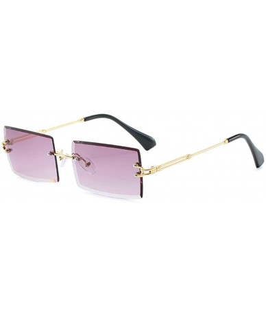 Rectangular Rimless Square Sunglasses-Photochromic Polarized Sun Glasses Fashion For Women - A - CQ190ED08LG $60.53