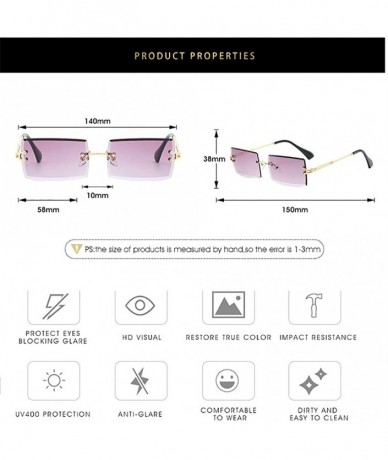 Rectangular Rimless Square Sunglasses-Photochromic Polarized Sun Glasses Fashion For Women - A - CQ190ED08LG $60.53