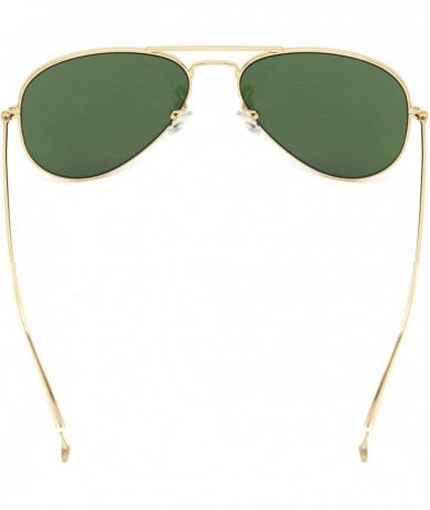 Aviator Crystal Glass Optical Lenses Classic Aviator Sunglasses 3025 - Golden Frame- Dark Green Glass Lenses - C918K40O4ZH $3...