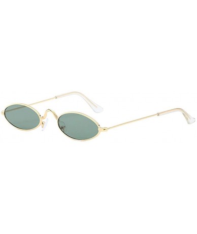 Oval Unisex Small Frame Oval Sunglasses Metal Ocean Sunglasses Trendy Fashion Glasses - C - CJ196WM5EU3 $17.32