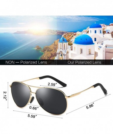 Oversized Classic Polarized Aviator Sunglasses for Men Women Metal Frame with Spring Hinges UV 400 Protection - C718H0ZETLO $...