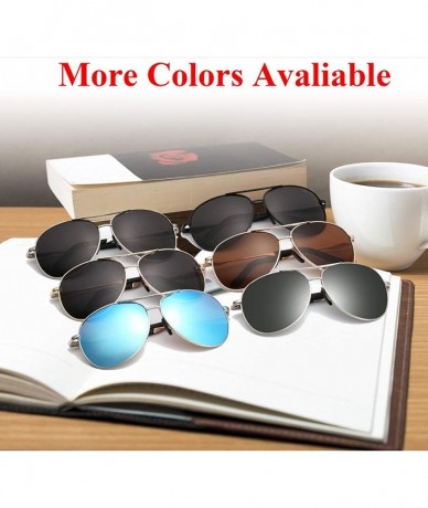 Oversized Classic Polarized Aviator Sunglasses for Men Women Metal Frame with Spring Hinges UV 400 Protection - C718H0ZETLO $...