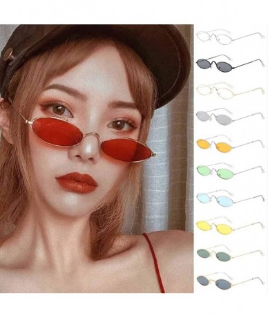 Oval Unisex Small Frame Oval Sunglasses Metal Ocean Sunglasses Trendy Fashion Glasses - C - CJ196WM5EU3 $17.32