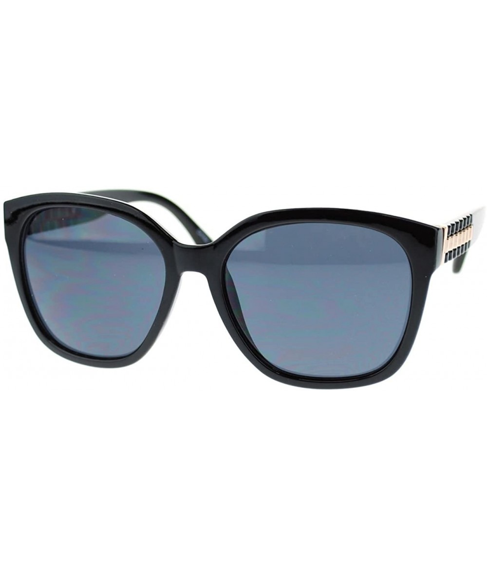 Oversized Luxury Metal Chain Link Trim Large Butterfly Sunglasses - Black Gold - CQ11YNNI581 $19.28