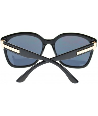 Oversized Luxury Metal Chain Link Trim Large Butterfly Sunglasses - Black Gold - CQ11YNNI581 $19.28