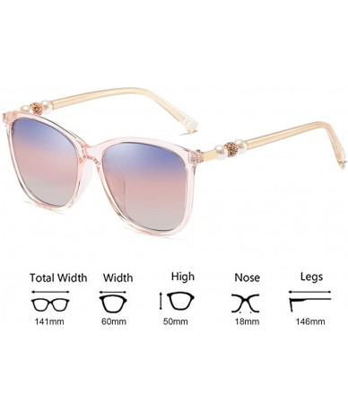 Oversized Classic Oversized Polarized Women Sunglasses UV400 Pearl Eyeglasses BL062 - Pink Frame Blue & Red Lens - C518MGYQS2...