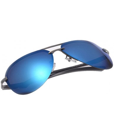 Wayfarer Men's Polarized Sunglasses Mental Frame Sports Style Glasses for Driving Cycling Running Fishing Golf - Blue - CF18E...