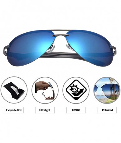 Wayfarer Men's Polarized Sunglasses Mental Frame Sports Style Glasses for Driving Cycling Running Fishing Golf - Blue - CF18E...