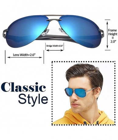 Wayfarer Men's Polarized Sunglasses Mental Frame Sports Style Glasses for Driving Cycling Running Fishing Golf - Blue - CF18E...