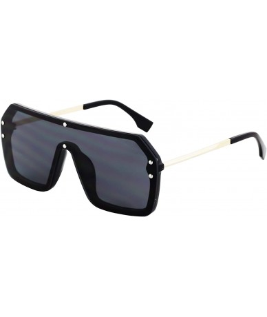 Shield Retro Oversized Shield Sunglasses Rimless Flat Top Mirror Glasses Women Men - Black and Orange - CX18Y2YSQIO $34.48