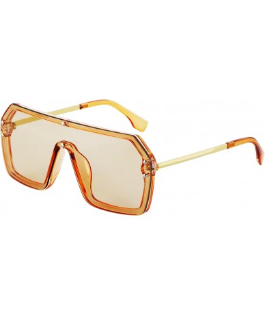 Shield Retro Oversized Shield Sunglasses Rimless Flat Top Mirror Glasses Women Men - Black and Orange - CX18Y2YSQIO $34.48