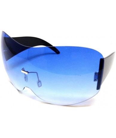 Goggle Alps Rimless Oversized Mono One Piece Shield Sunglasses - Black - CN18M52HSA9 $21.74