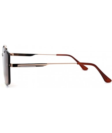 Square Rimless Squared Flat Top Luxury Racer Sunglasses - Gold Brown - C9197LX3QX3 $23.37