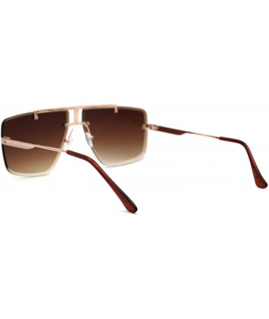 Square Rimless Squared Flat Top Luxury Racer Sunglasses - Gold Brown - C9197LX3QX3 $23.37