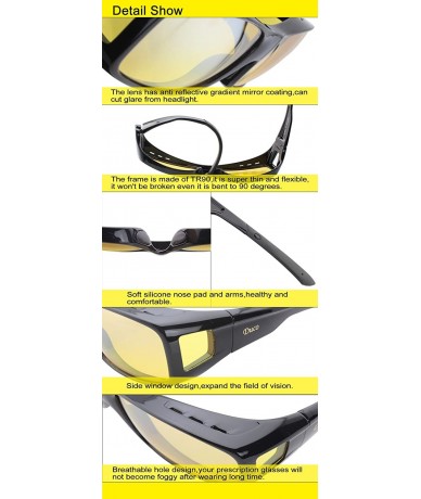 Wrap Night Vision Glasses Polarized Wrap Around Eyewear Glasses 8953 - L Size Black Frame - CJ18A8IURXH $44.93